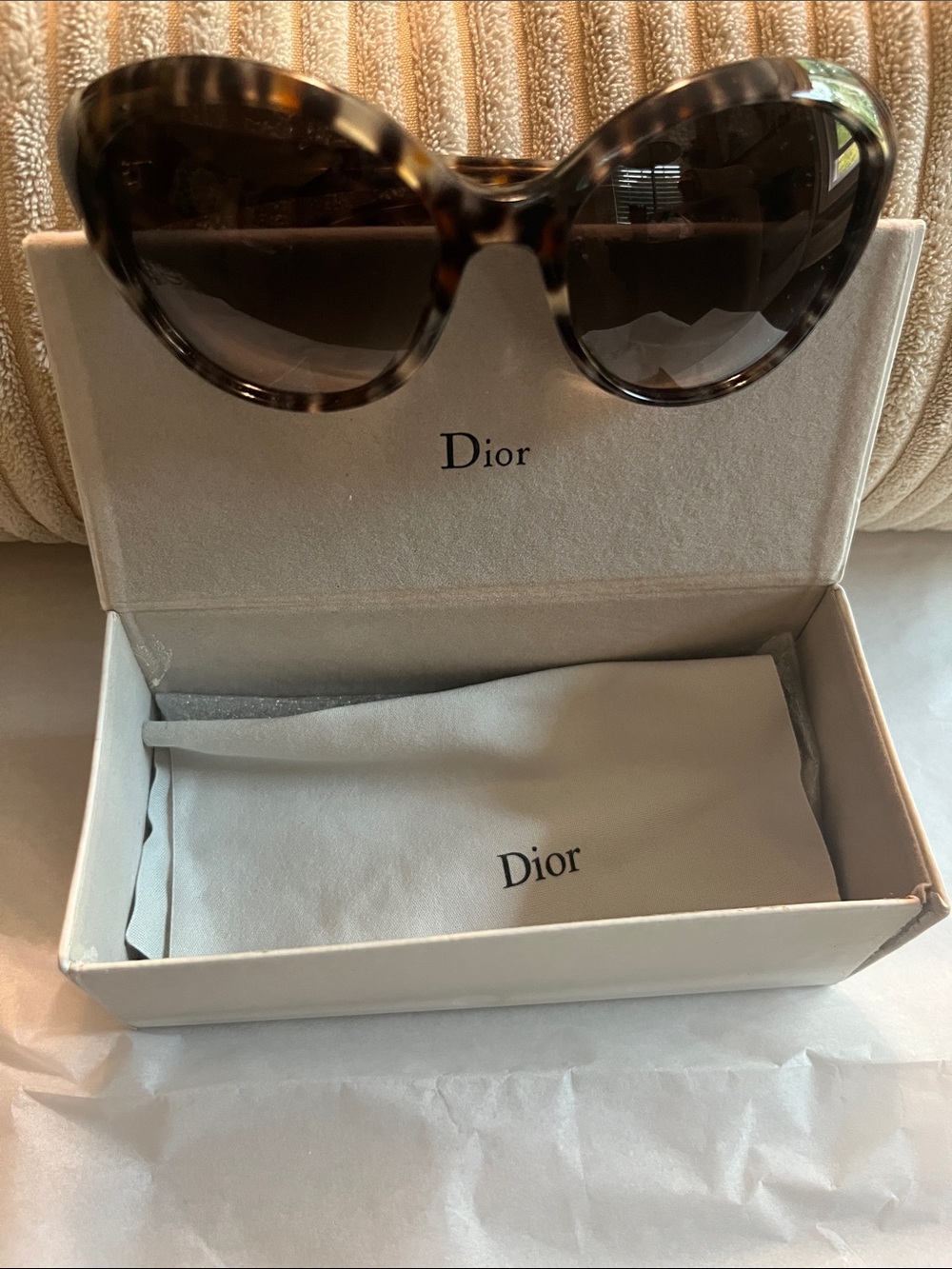 Dior Tortoiseshell Cat Eye Sunglasses with Brown Gradient Lenses
